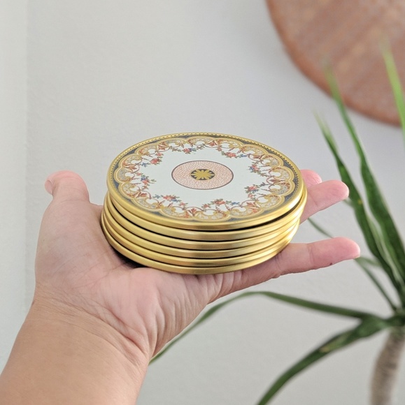 Other - 🎀Ribbons and Flowers Gold Rimmed Coasters